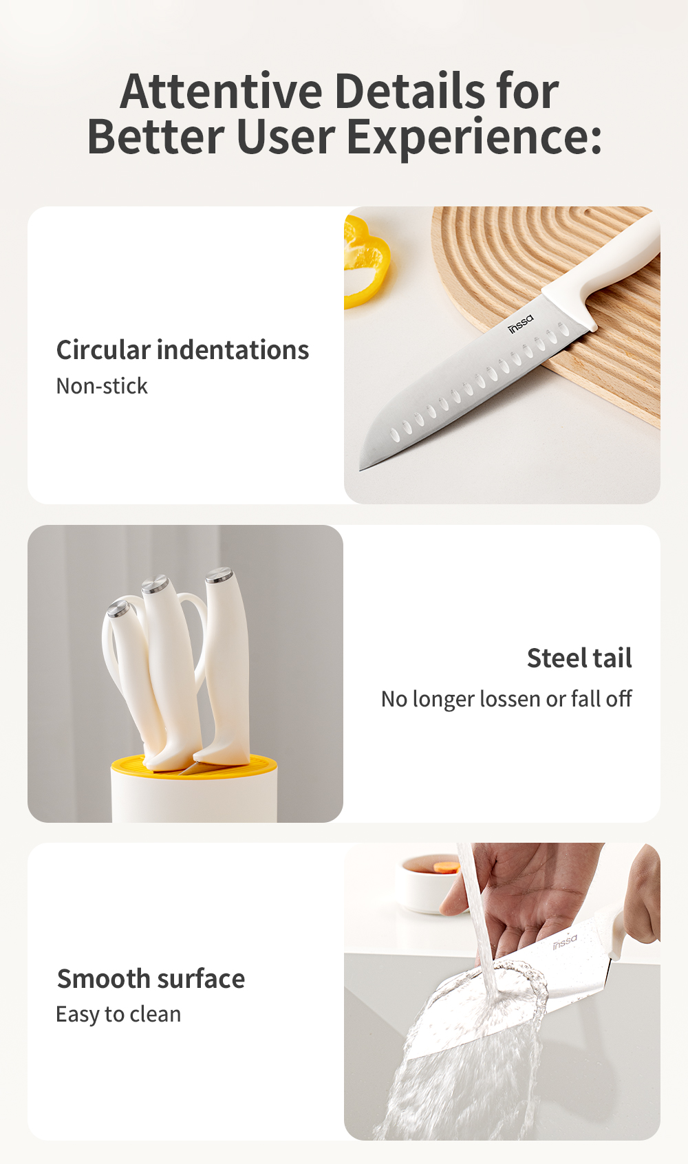 Simplus Knife Set | 5 Pieces Stainless Steel Blade | Knife Block ...