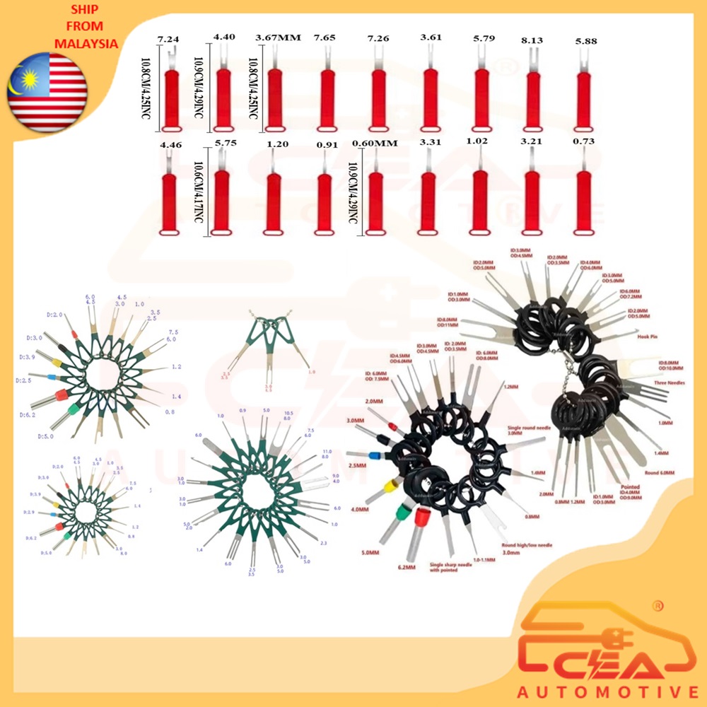 18PCS 38PCS 59PCS SOCKET TERMINAL EXTRACTOR KIT SET EJECTOR PIN WIRE ...