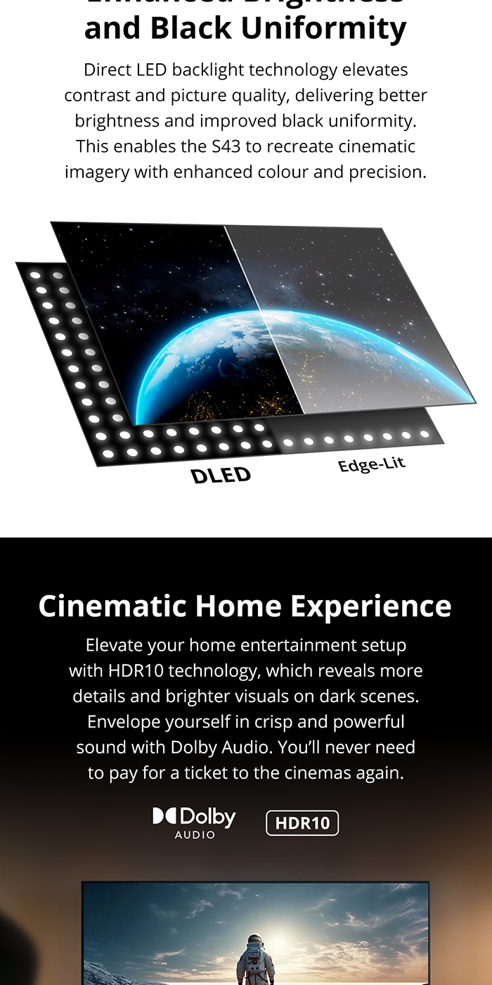 PRISM+ S43 DLED Google TV 43 inch Dolby Audio with DTS TruSurround ...