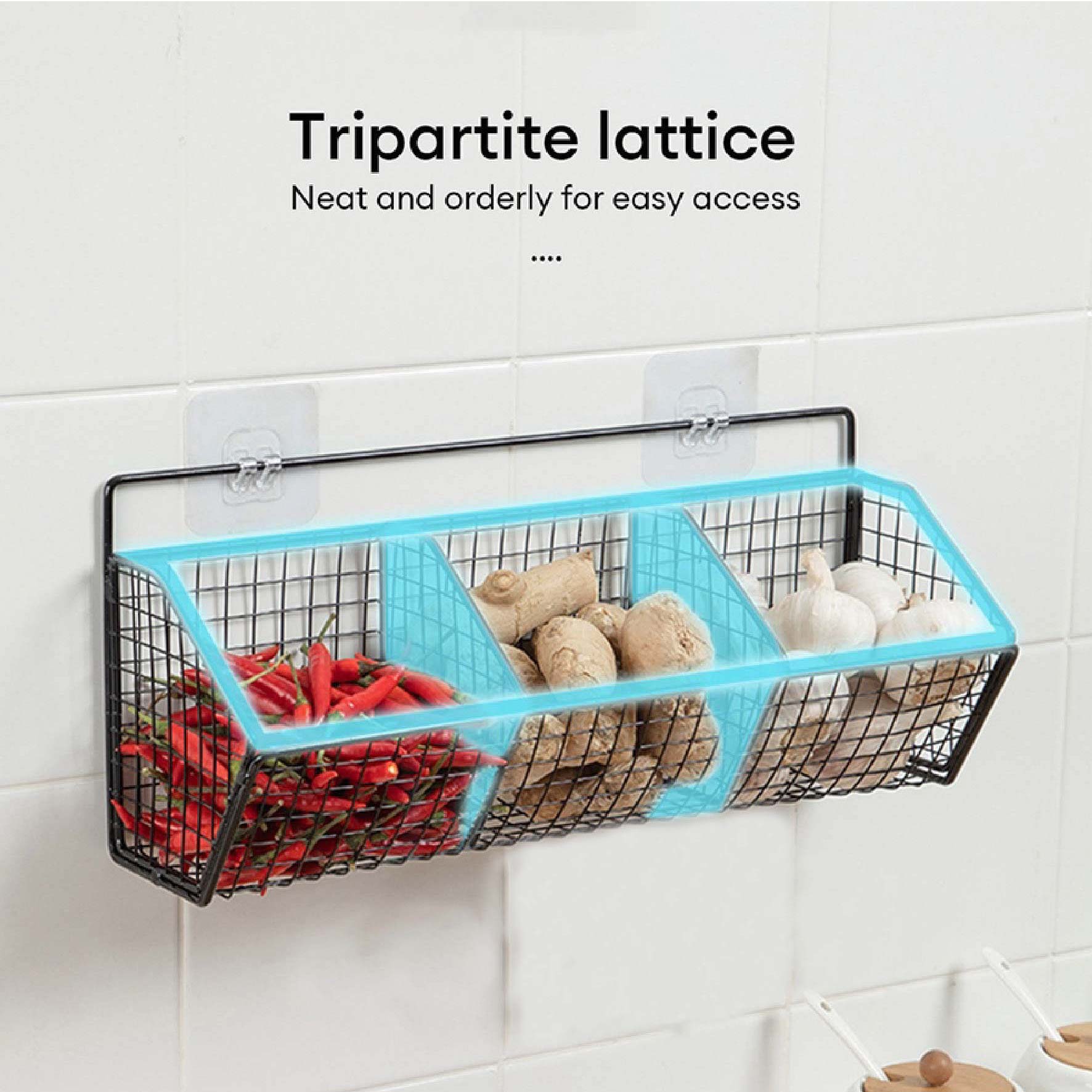 UDC🍊 2/3 Grids Wall Mounted Storage Rack Multifunctional Basket Ginger ...