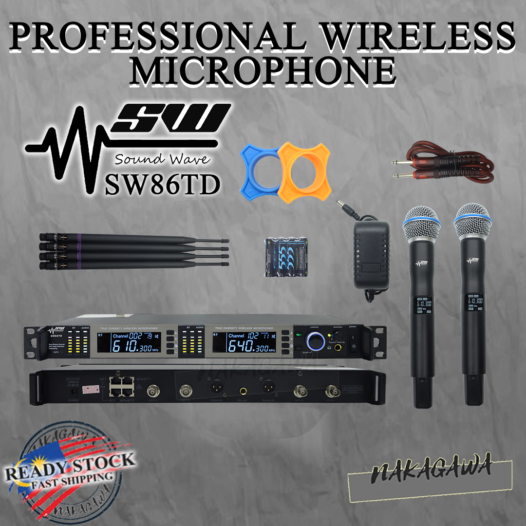 SOUNDWAVE SW-86TD DIGITAL UHF 2CH WIRELESS MICROPHONE SYSTEM, WIRELESS ...