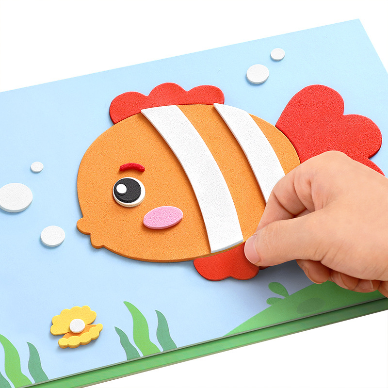 12Pack Per Set Kids 3D EVA Foam Stickers Cartoon Animal Puzzle Game DIY ...
