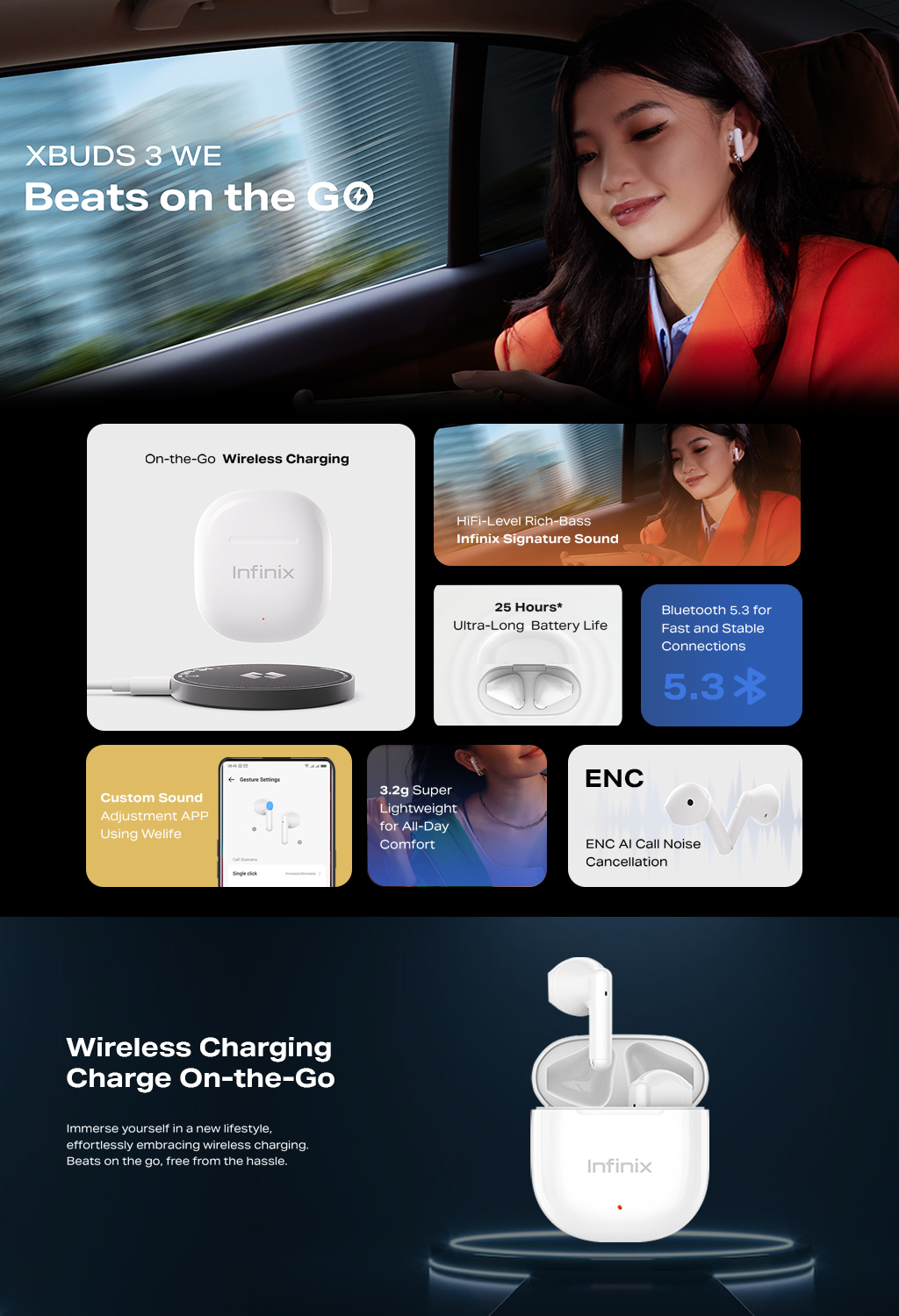 Infinix XBUDS 3 WE earphone Wireless Charge ENC Noise Cancellation ...