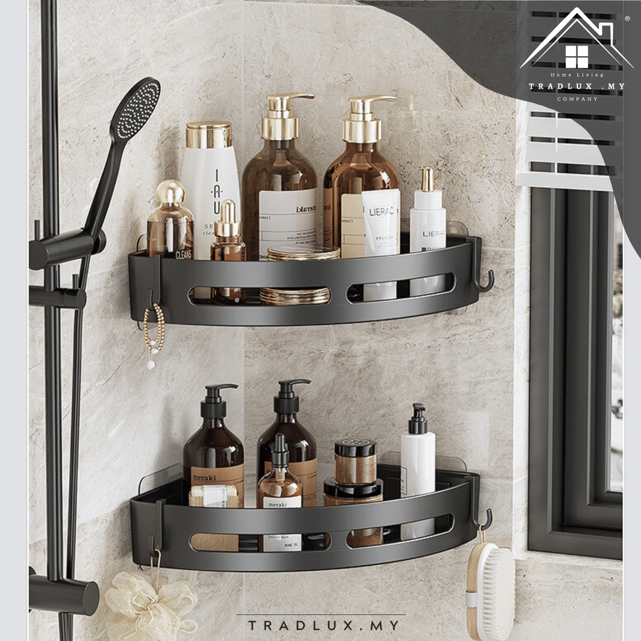 Tradlux Corner Rack Bathroom Shelf Corner Rak ABS Bathroom Triangle ...