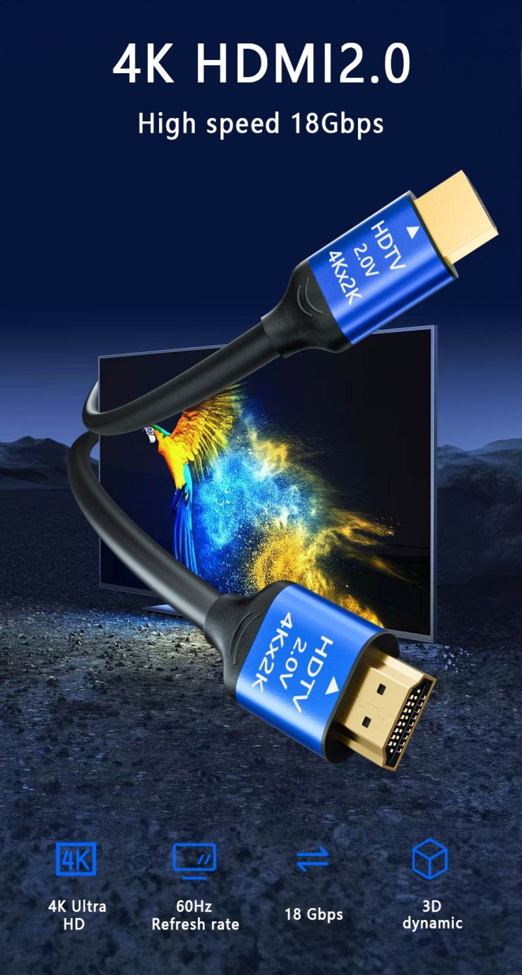 25 Meter / 30 Meter With IC Booster18Gbps 24k Gold Plated Cable HDMI 4k ...