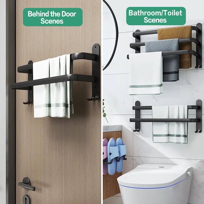 Bathroom Towel Rack Wall Towel Hanger Wall No Drill Towel Bar Towel
