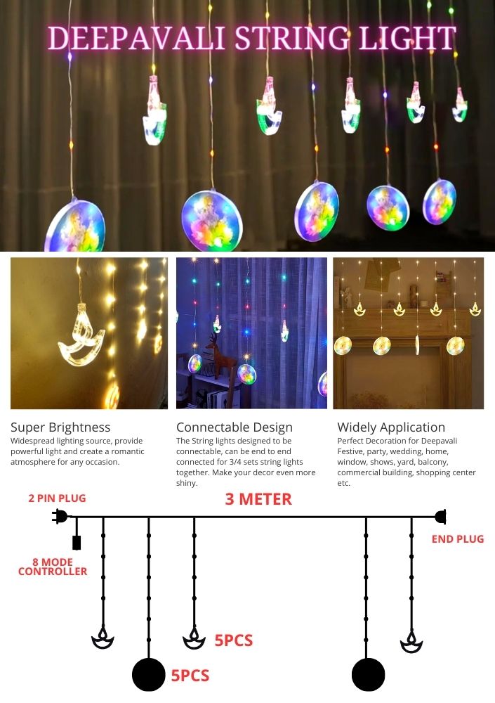 VINAYAGAR / LAKSHMI String Light Deepavali Light Diwali Light Lampu ...