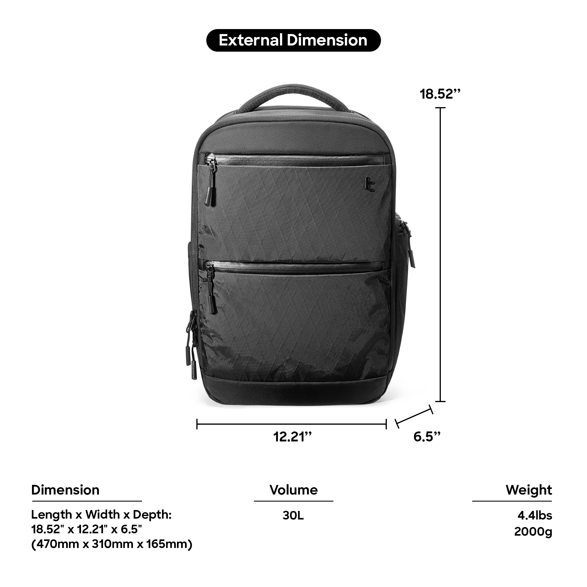 tomtoc 15.6 Inch Techpack XPac Laptop Backpack / Travel Backpack