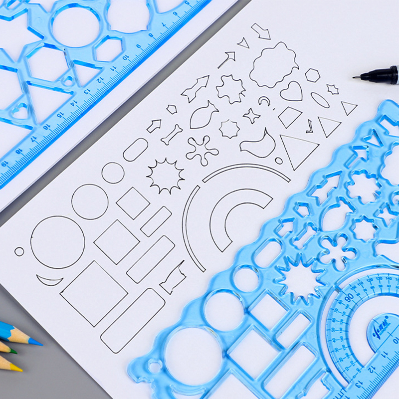 EZYLITTLES Children Drawing Ruler DIY Sketch Art Ruler Fancy Stationery ...