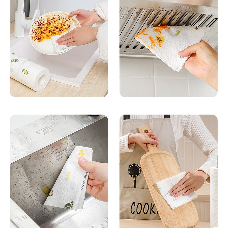 50pcs Tisu Dapur Towels Washable & Reusable Lazy Cloth Disposable ...