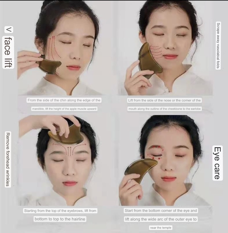 Gua sha urut muka Guasa Yak horn tanduk Face massage tool uplift Vshape ...