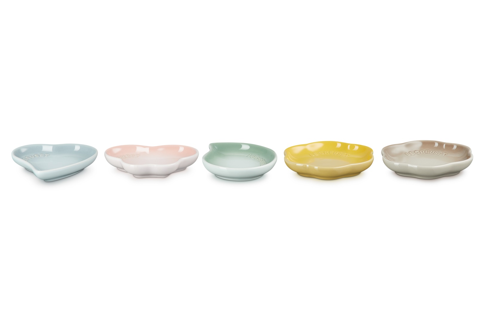 Le Creuset Stoneware Mini Sphere Petal Plates - Silver Blue/Shell Pink ...