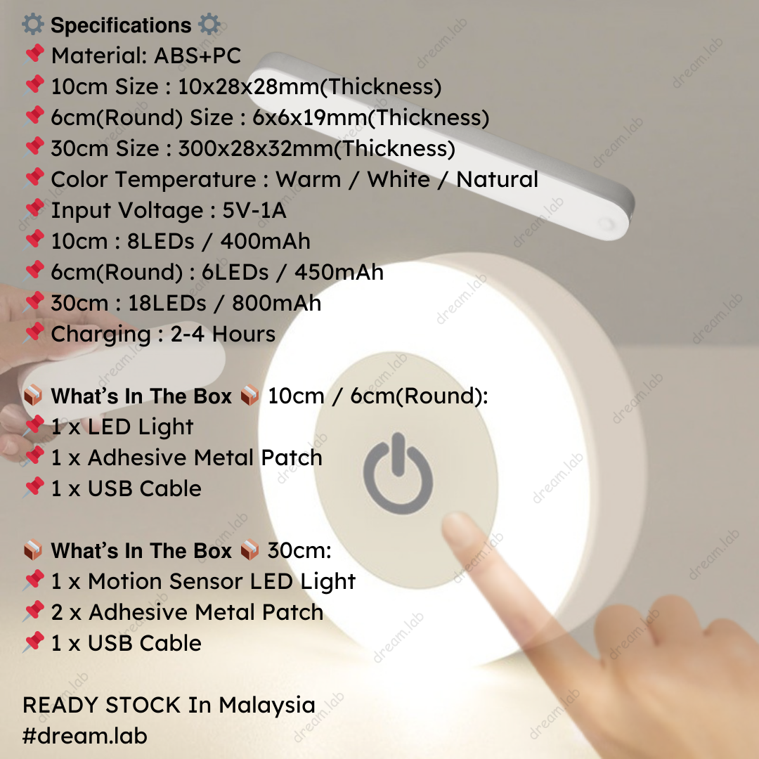 Stick Tap Push Touch Lamp Portable Lamp LED Night Light 3 Color ...