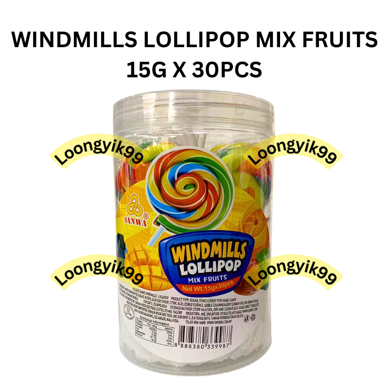 WINDMILLS LOLLIPOP MIX FRUITS 15G X 30PCS HALAL | Shopee Malaysia