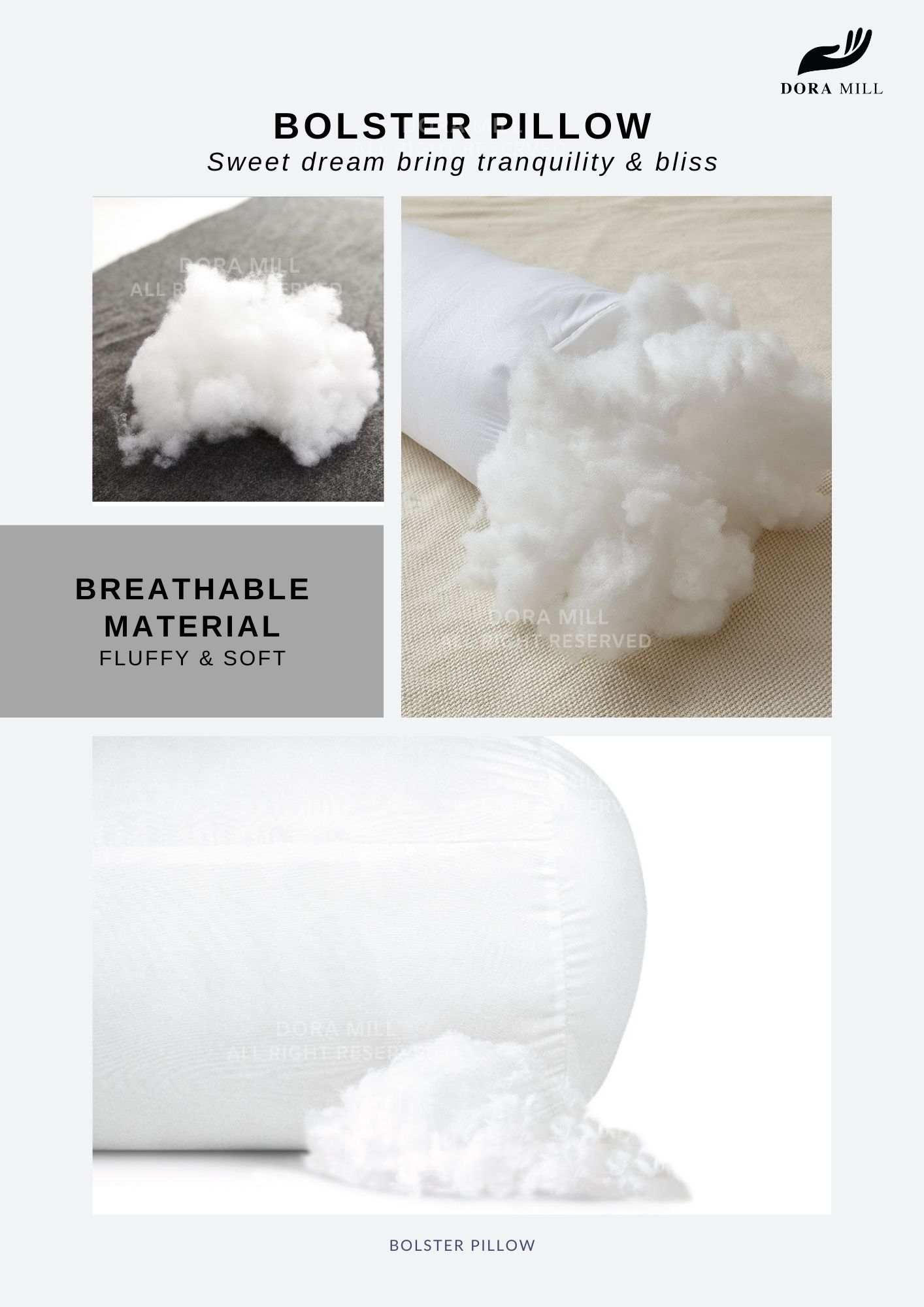 DORAMILL Premium Hugging Bolster Cotton Washable Hotel Quality Bantal ...