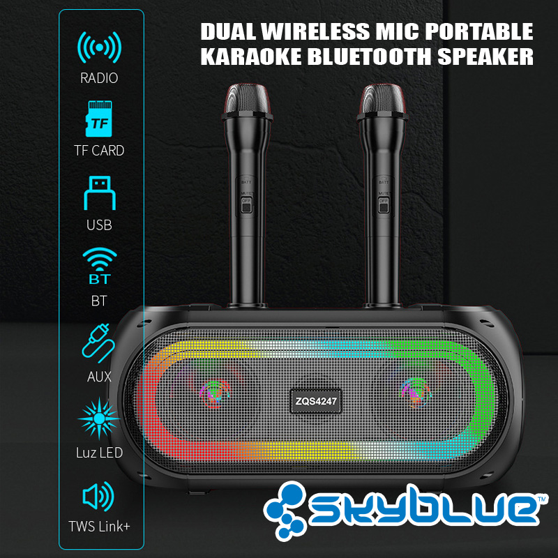 Skyblue LED RGB Light Speaker Bluetooth Bass Besar Spiker With 2 ...