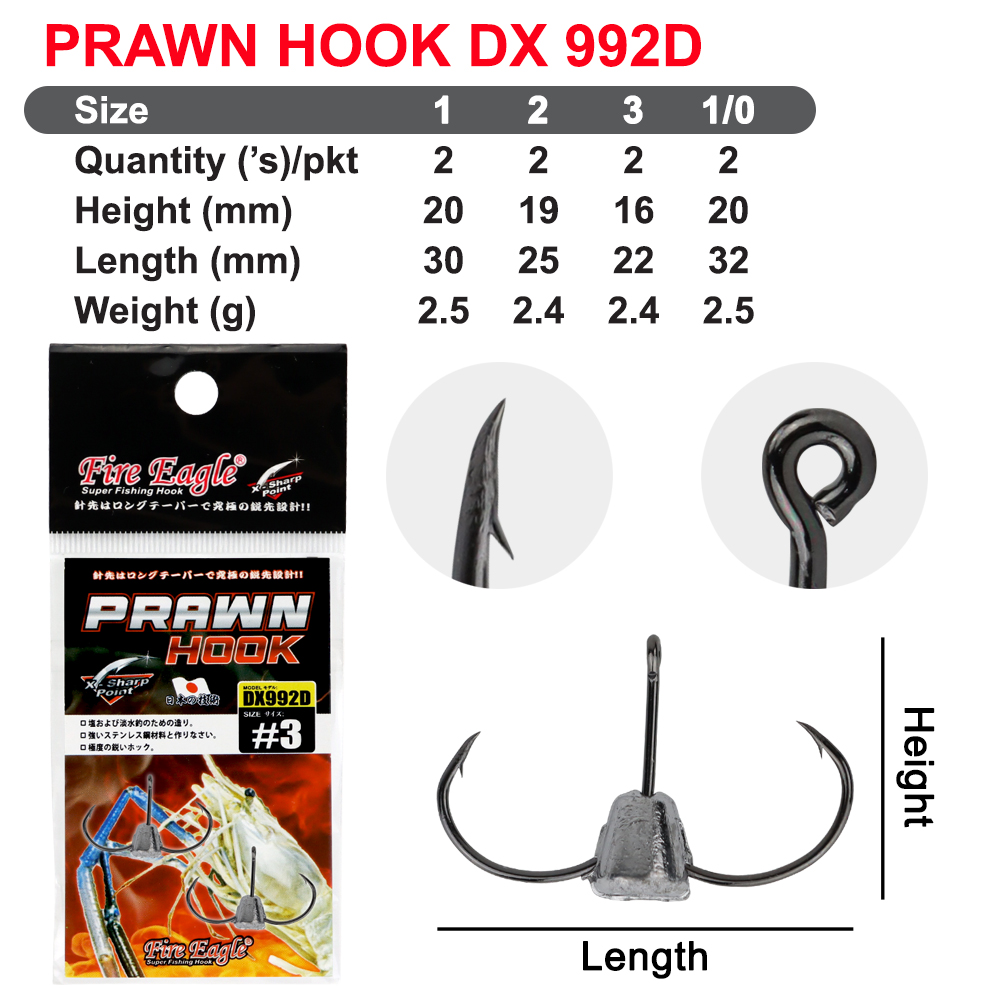 10'S) Fire Eagle EX Strong Udang Galah Snelled Hook DX 8206 Fishing Hook  Matakail Pancing