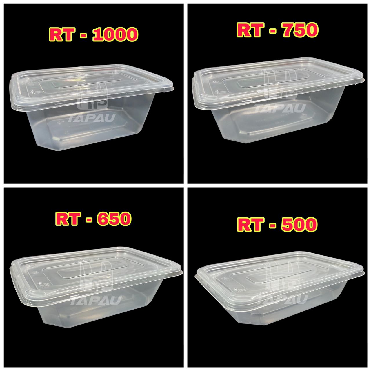 TAPAU - EC Rectangular Container & Lid ( 50sets± ) Disposable Plastic ...