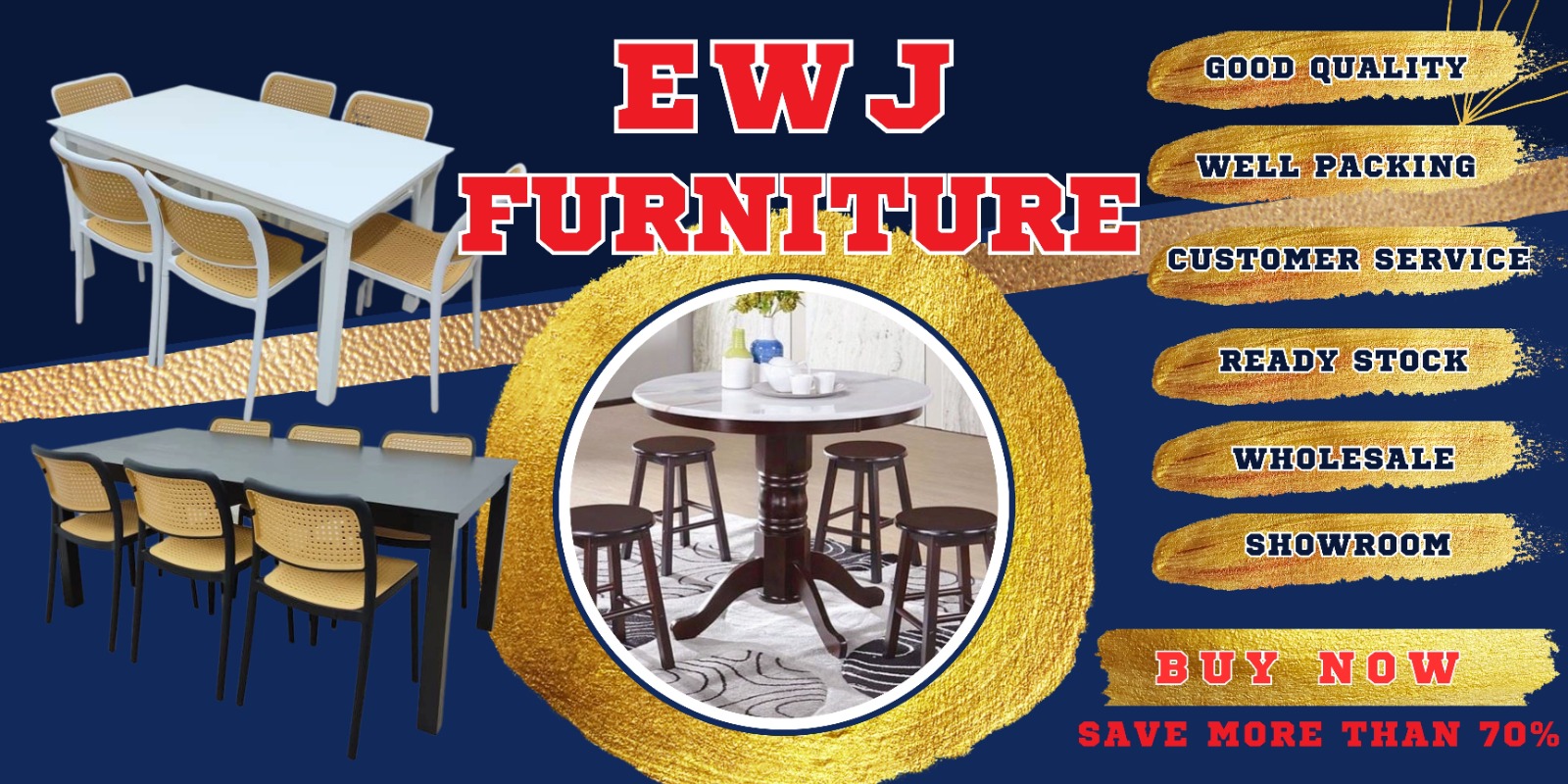 EWJ M3880 Laminate Mable+02 Parson Chair 1+8 Dining Set /Meja Laminate ...