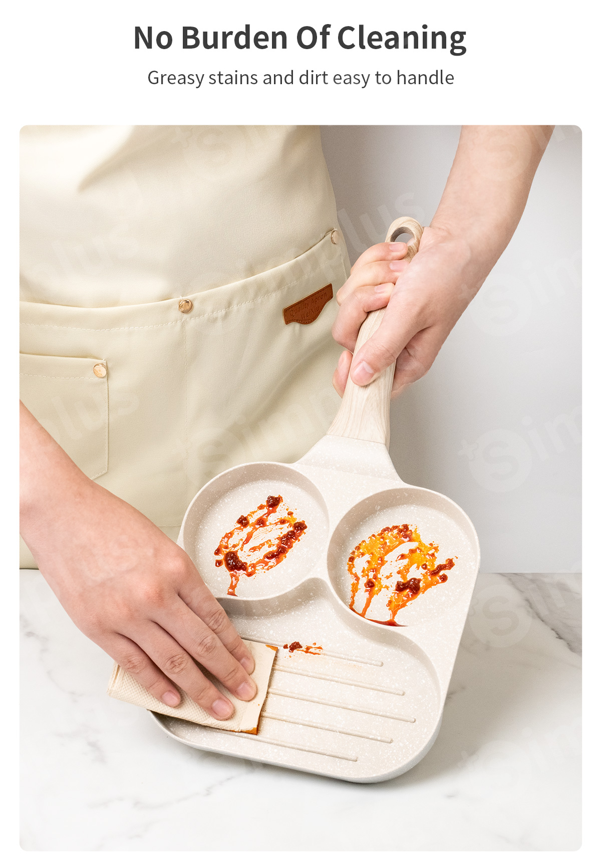 Simplus 3-in-1 Breakfast Pan | 21cm Diameter |Divided Frying Pan | Non ...
