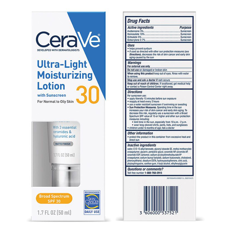 Cerave Ultra-Light Moisturizing Lotion SPF 30 50ml l Normal to Oily ...