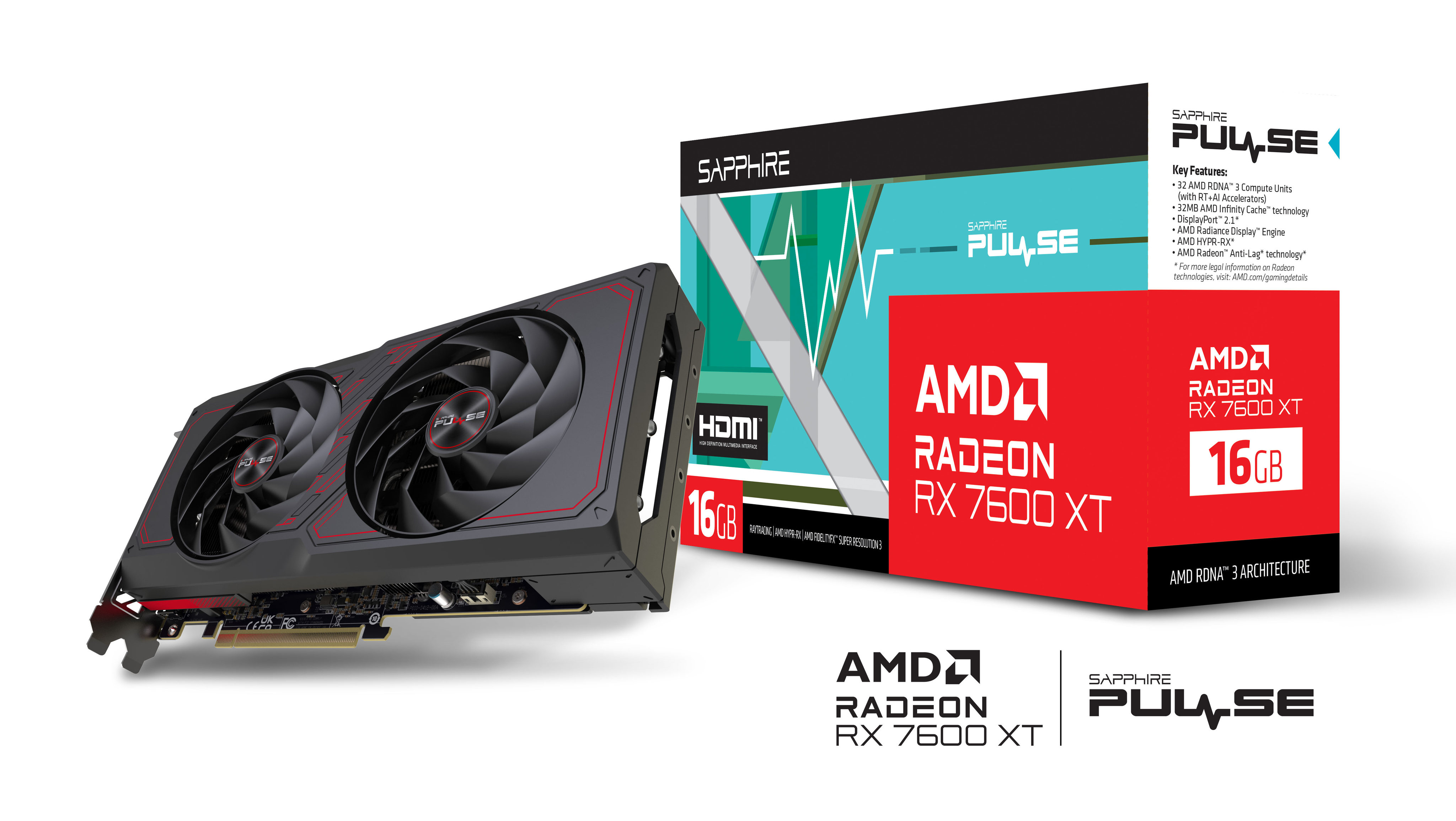 SAPPHIRE PULSE RX 7600 XT 16GB DDR6 GRAPHICS CARD ( SAP-11339-04-20G ...