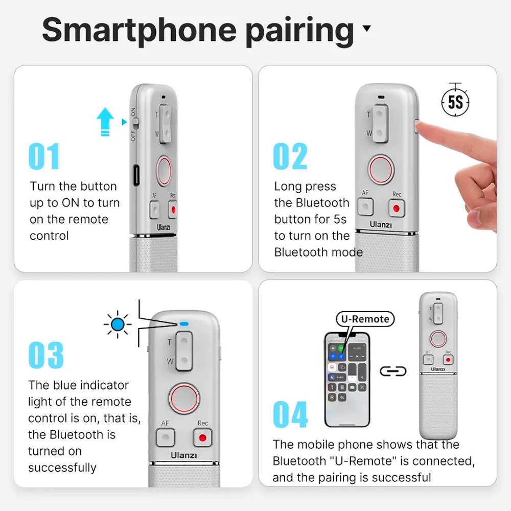 Ulanzi AS006 Wireless Bluetooth Remote Control for Sony A6400 ZV-E10 A7 ...