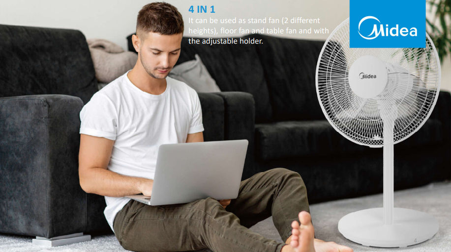 Midea 16'' Stand Fan Black MF-16FS23C-BK / 4 in 1 Multi Function Table ...