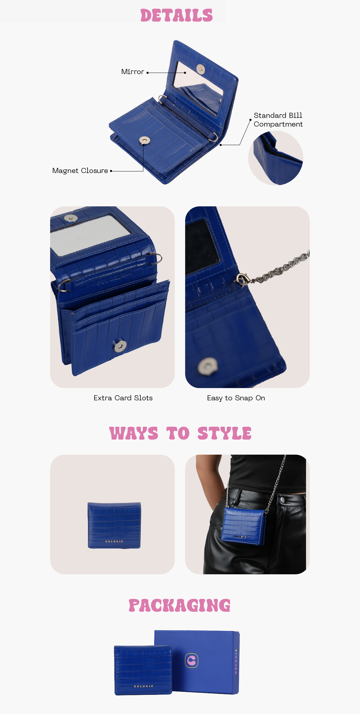 COLORIS_Mirro_Tali Rantai Dompet Wanita Pendek Small Chain Wallet_LPEC ...