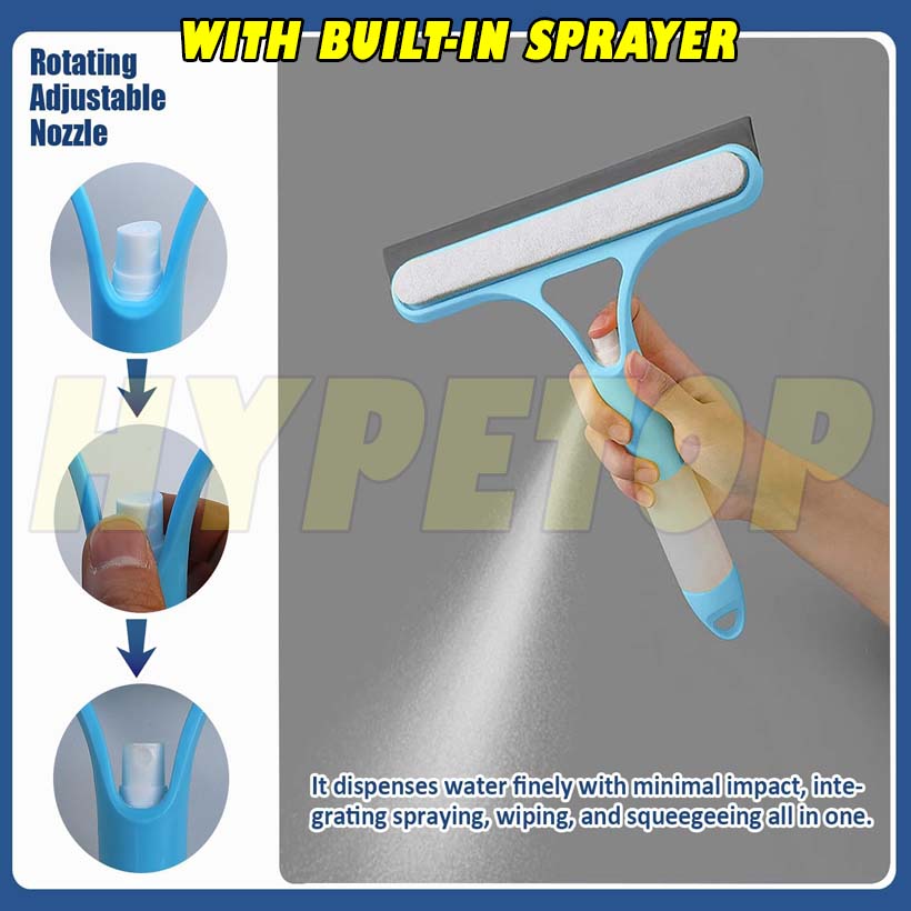 HYPETOP Window glass cleaner Window wiper squeegee 3 in 1 Spray/Brush ...