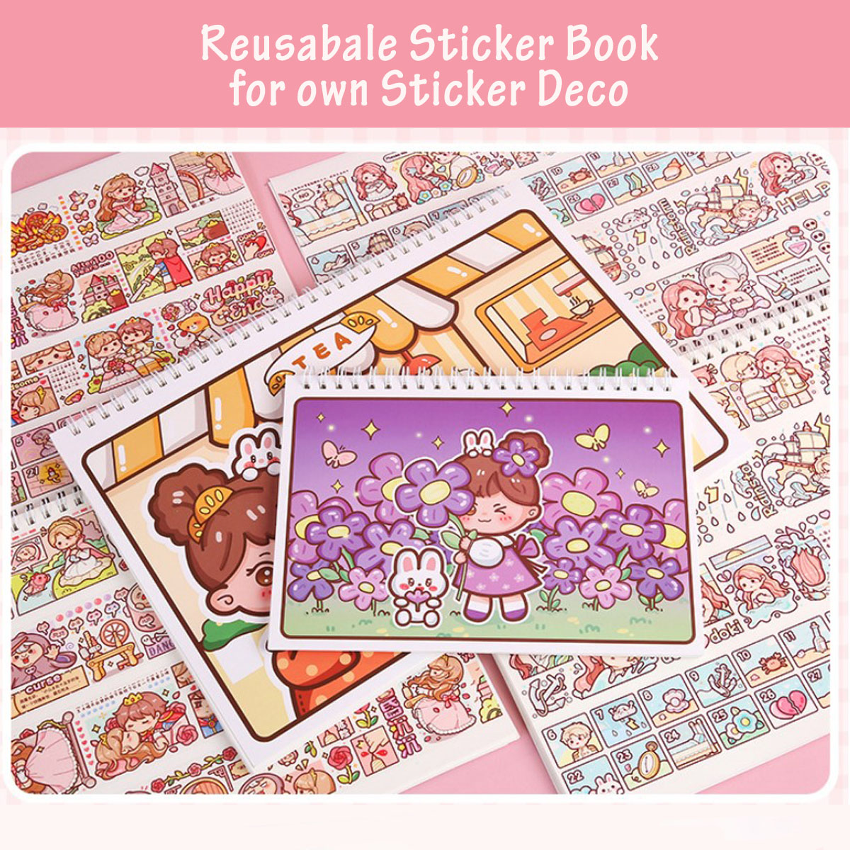 A4/A5 Kids Reusable Sticker Book Handbook DIY Decoration Cartoon Deco ...