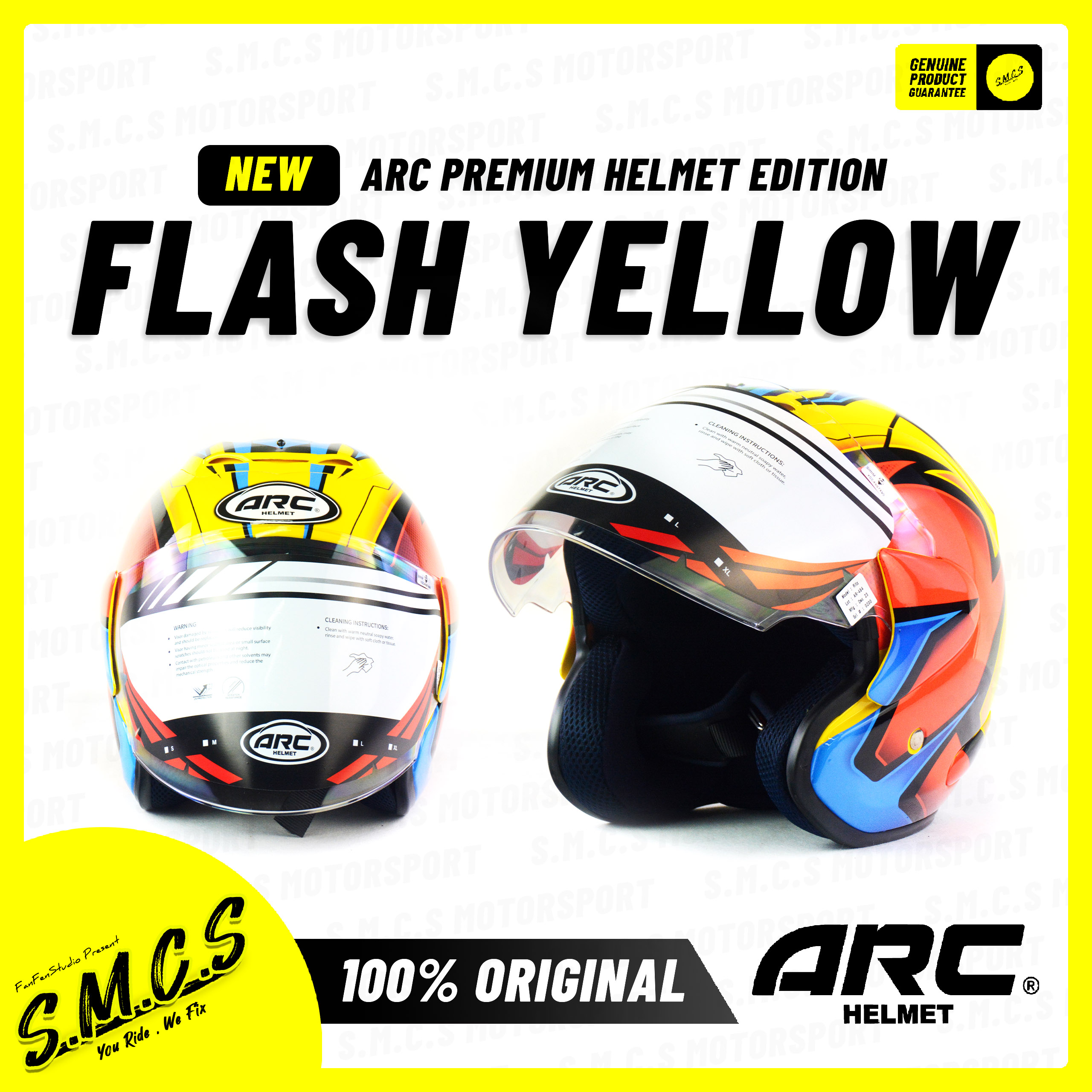 ARC Helmet Ritz FLASH YELLOW (NEW) L/XXL (100% Original) Sirim ...