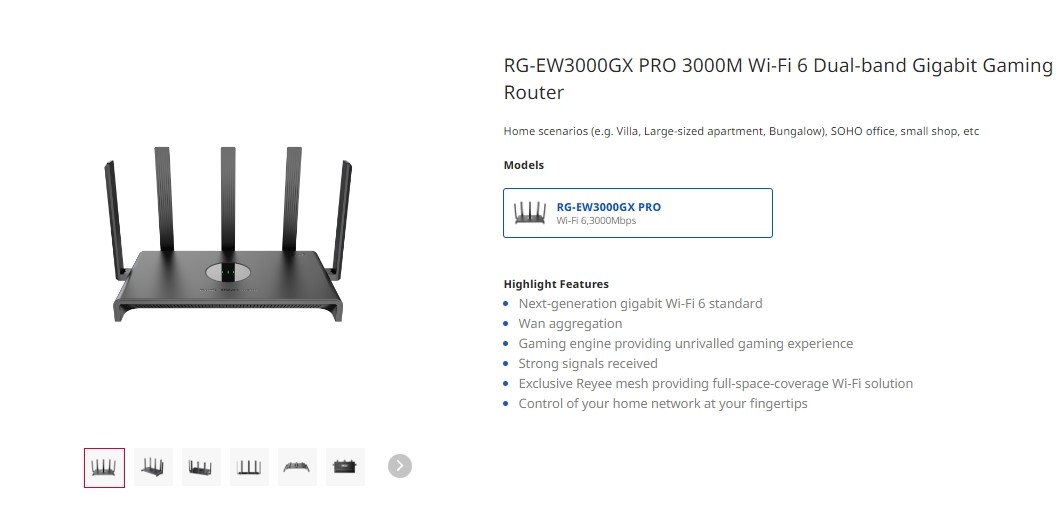 Ruijie AX3000 Dual Band Gigabit Wifi 6 Gaming Router 5 Anttenna 4 RJ45 ...