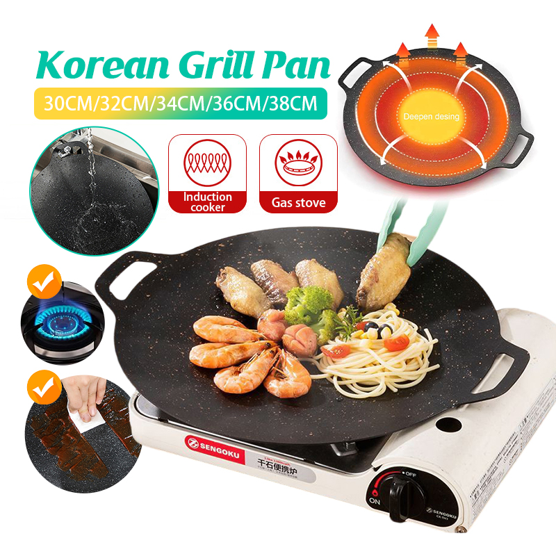 12 Inch Korean BBQ Grill Pan - Medical Stone Non-Stick Round Griddle For Stovetop & Camping - View #9