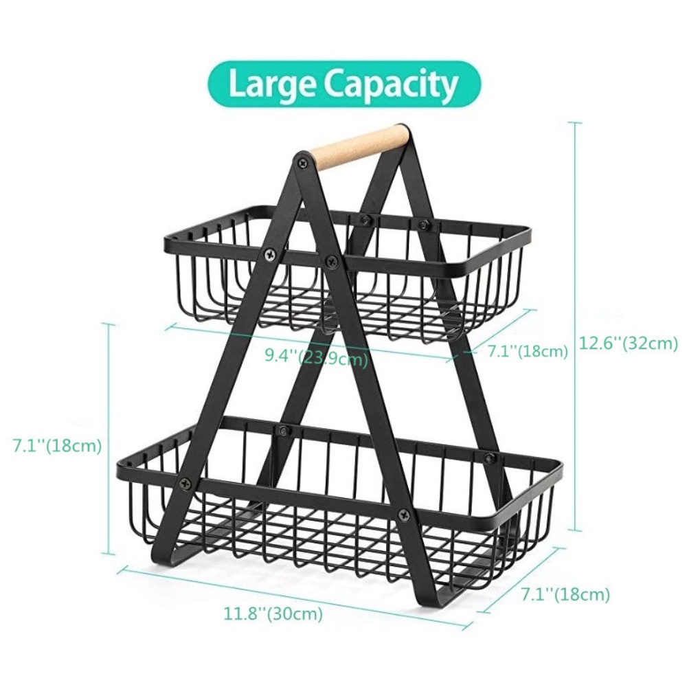 2 Tier Onion Rack Fruit Basket Rak Bawang Bertingkat Vegetable Storage ...