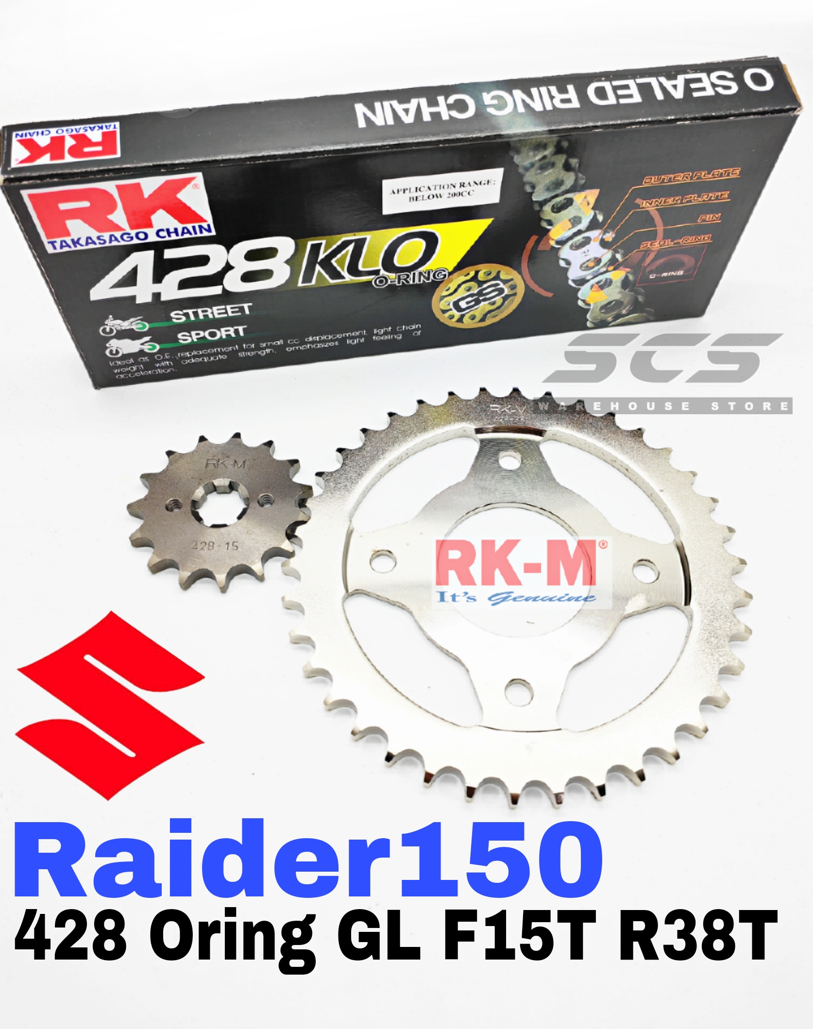 RKM Sprocket Complete Set Suzuki Raider150 Axelo Rantai RK 428 KLO O ...