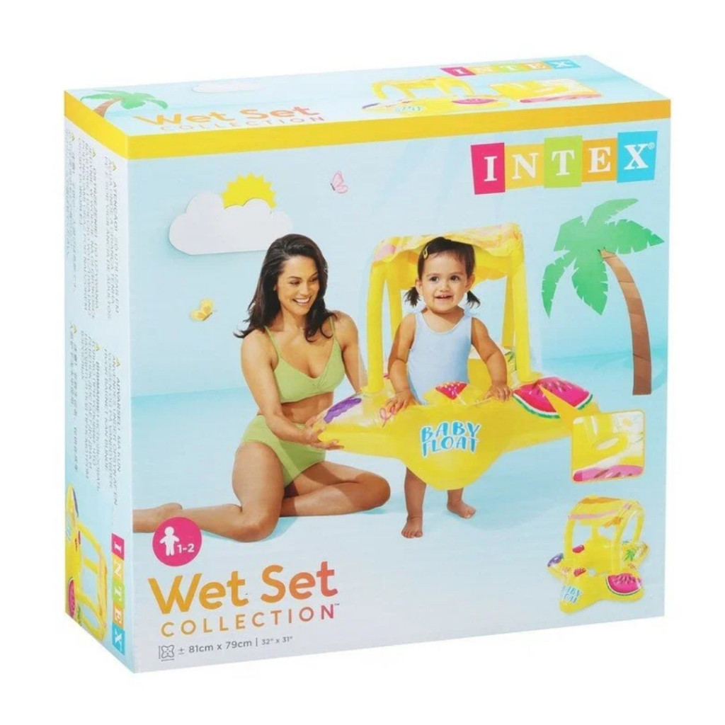 INTEX 56573 Yellow Kiddie Inflatable Pool Float 1-2 year Canopy ...