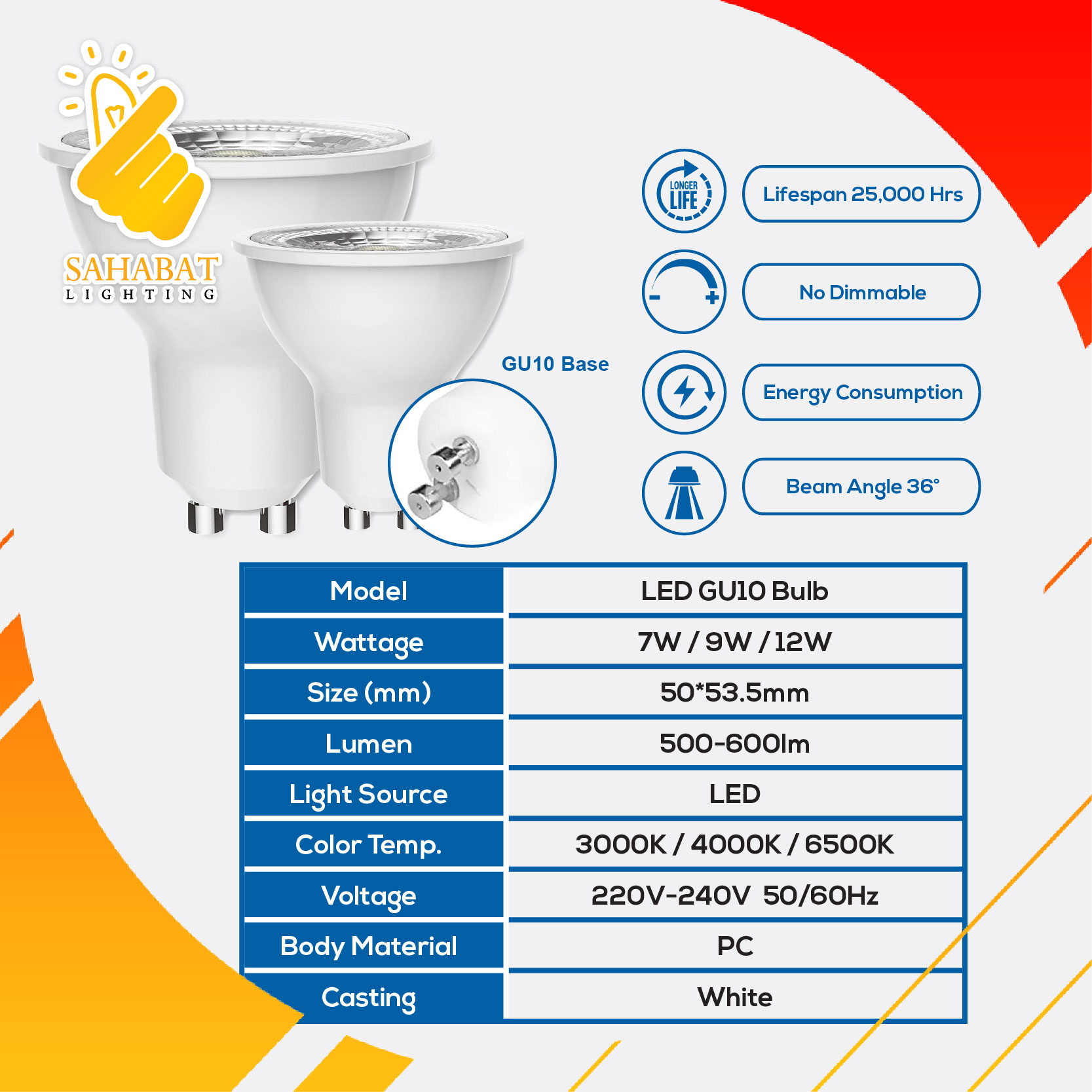 LED GU10 Bulb Mentol 7W 9W 12W Spotlight Tracklight Eyeball Ceiling ...