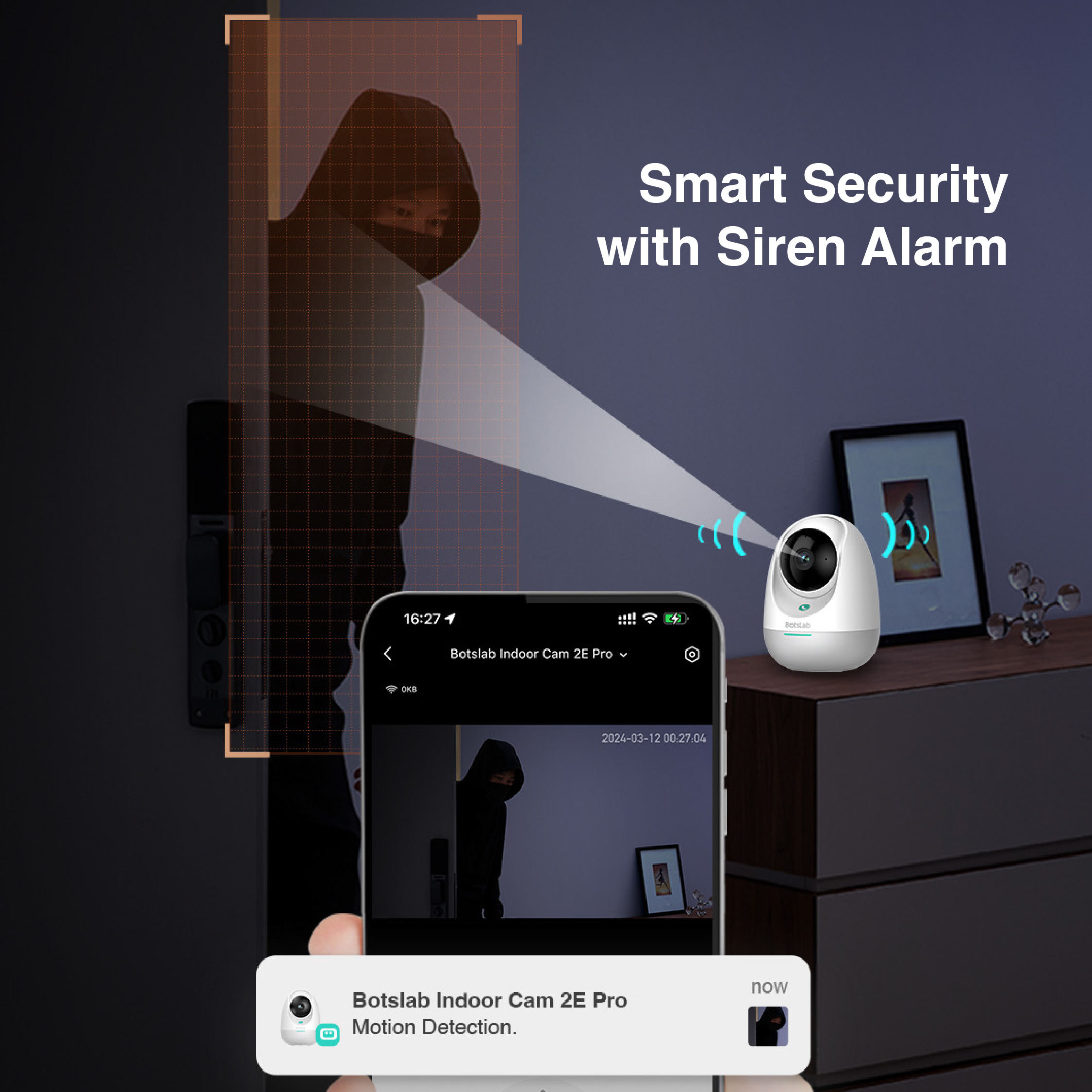 Botslab Indoor Cam 2E Pro C213 2K Wi-Fi / LAN Smart AI Pan 360 Tilt ...