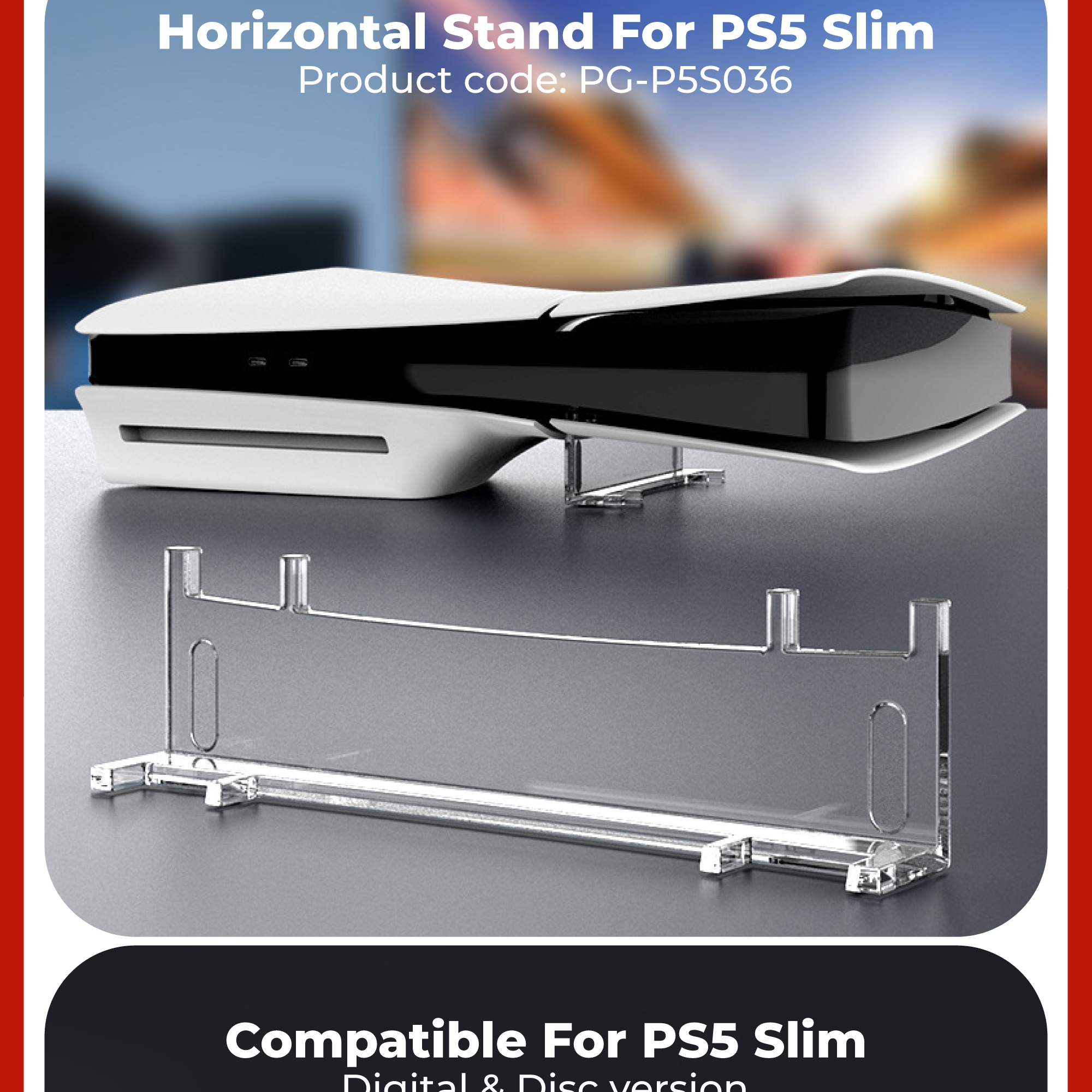 iPega PS5 Slim Horizontal Stand Acrylic Transparent Base For PS5 Slim ...