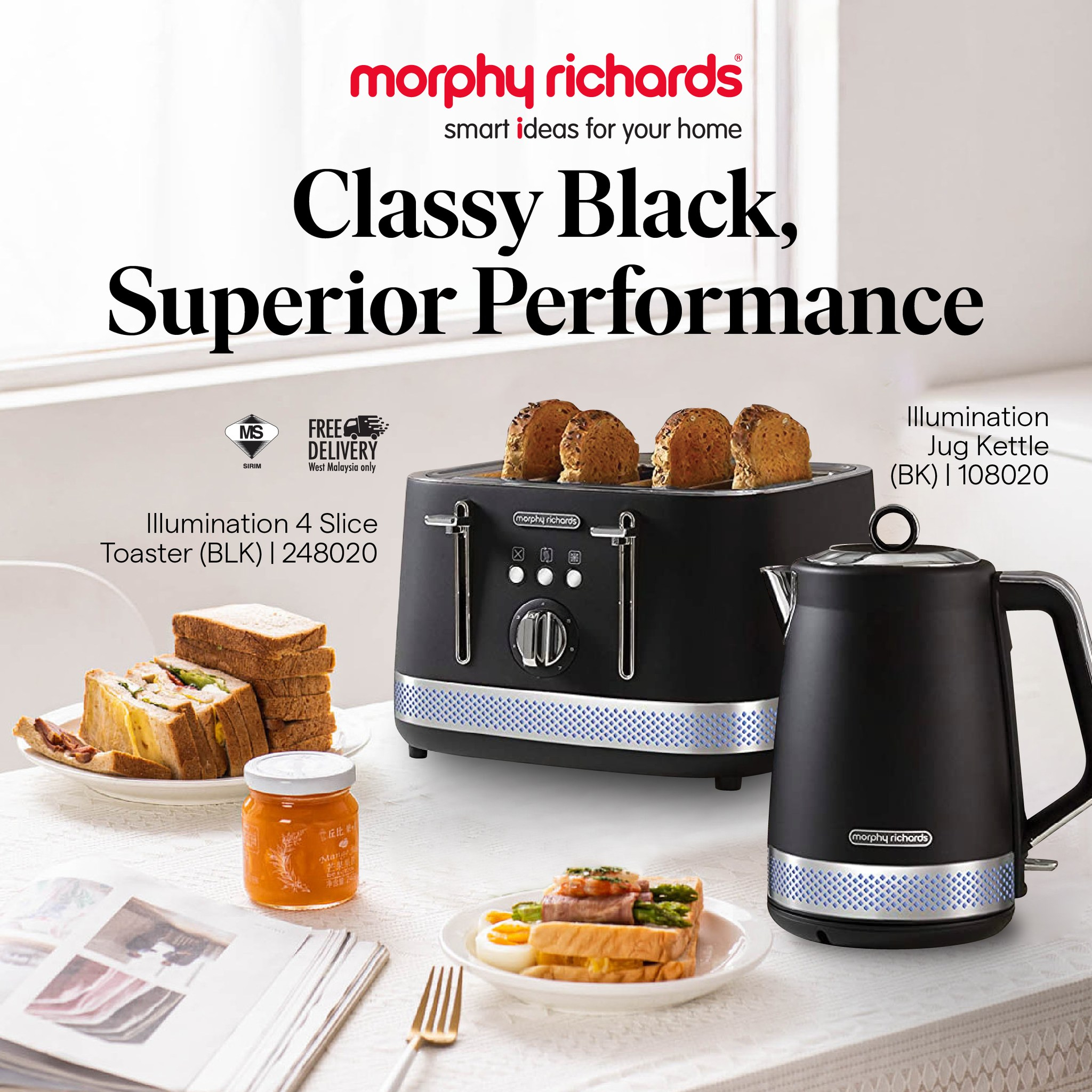 Morphy Richards Illumination Slice Big Toaster (Black White