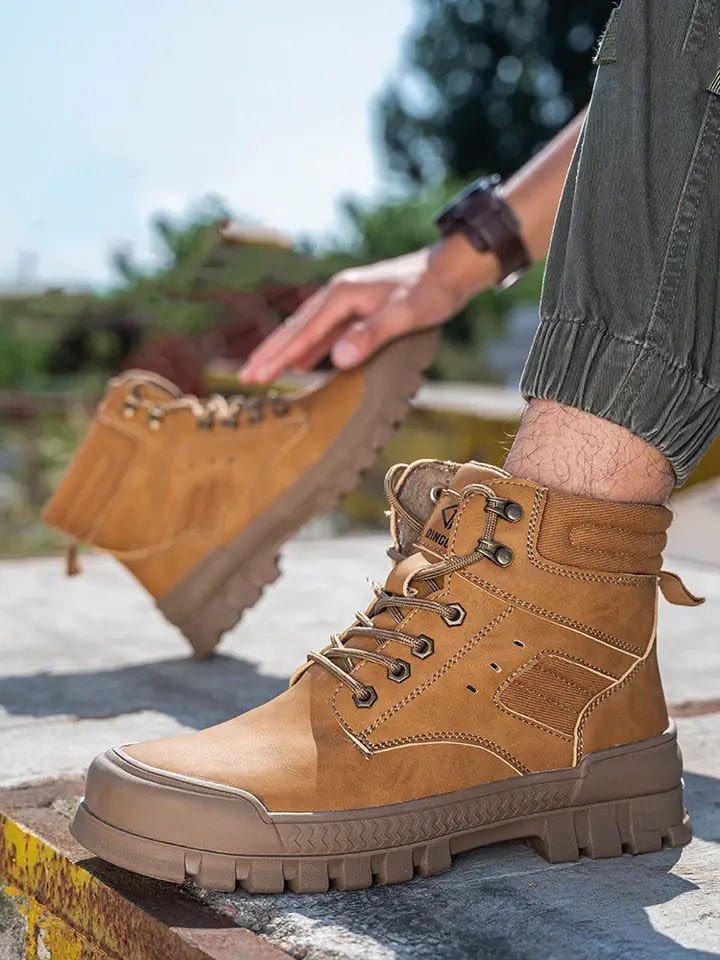 VIDEO Men's Safety Boots shoes Kasut besi Oil Resistant Protector ...