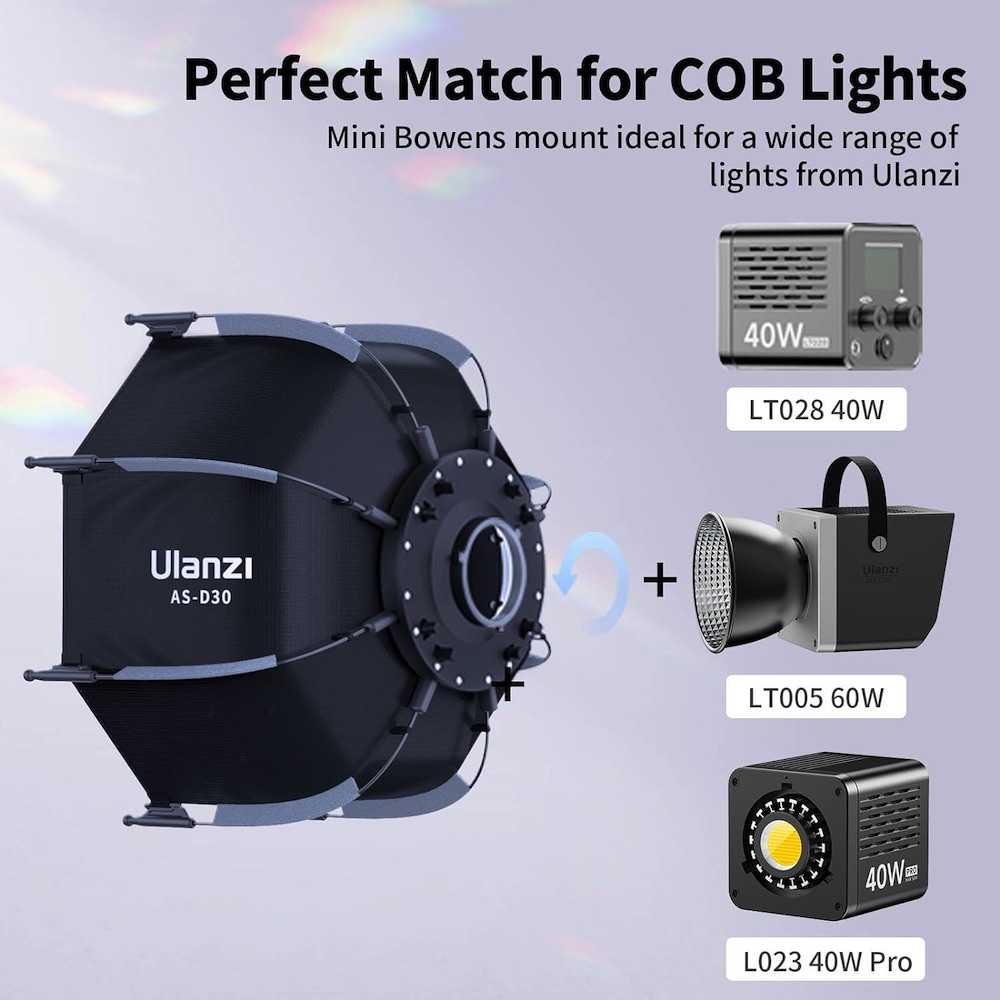 Softbox Sphérique Pliable 30 Cm Avec Support Mini Bowens - Pour Photo/Vidéo Studio, Éclairage Doux 360°