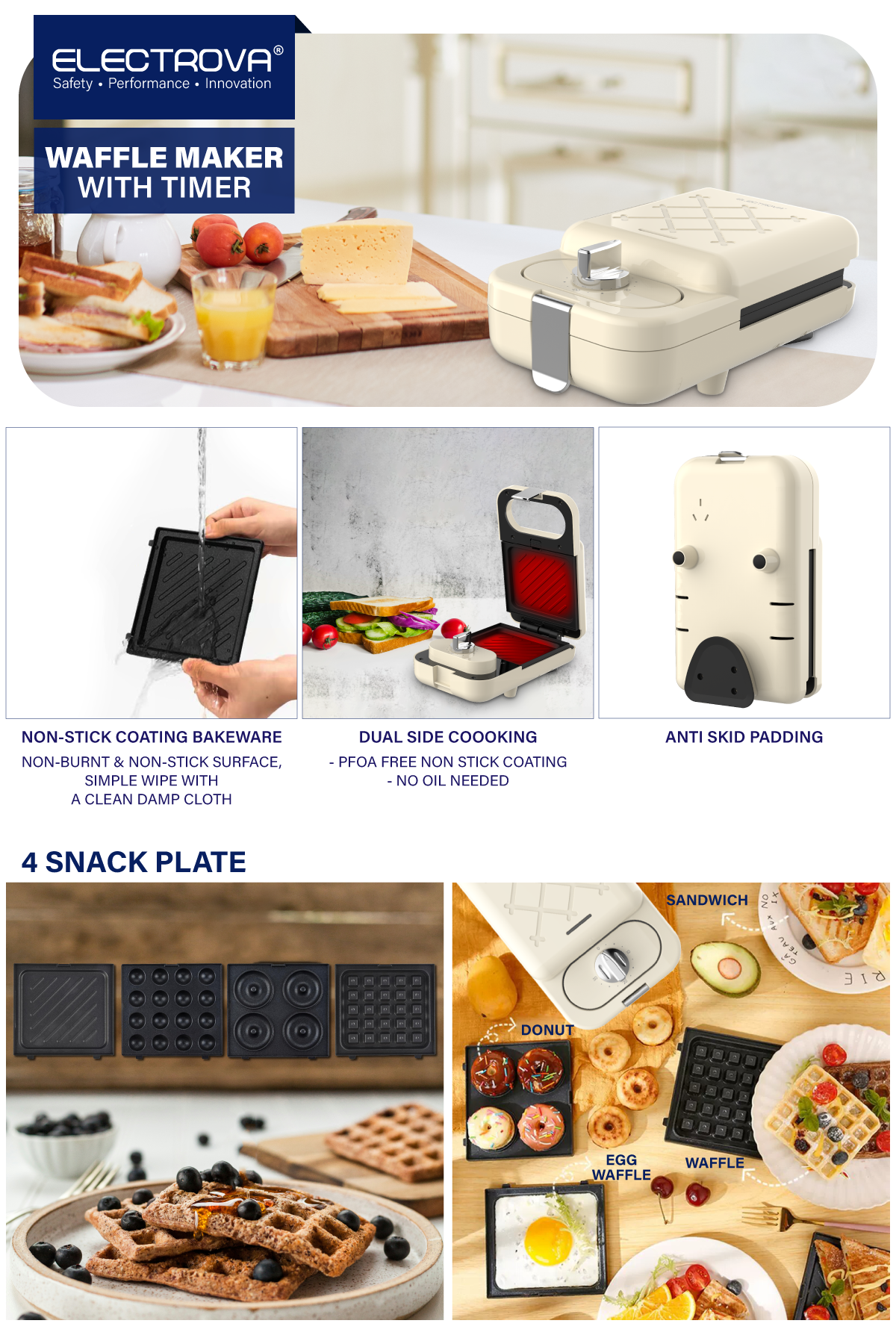 Electrova Classic 50's Sandwich Maker | Waffle Maker | Timer Control ...