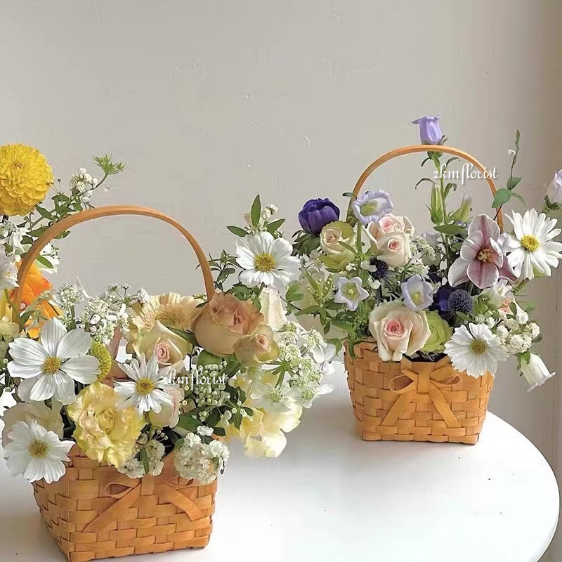 (400-402) BASKET FLOWER BOX Weave Rattan Wicker Storage Fruit Rattan ...