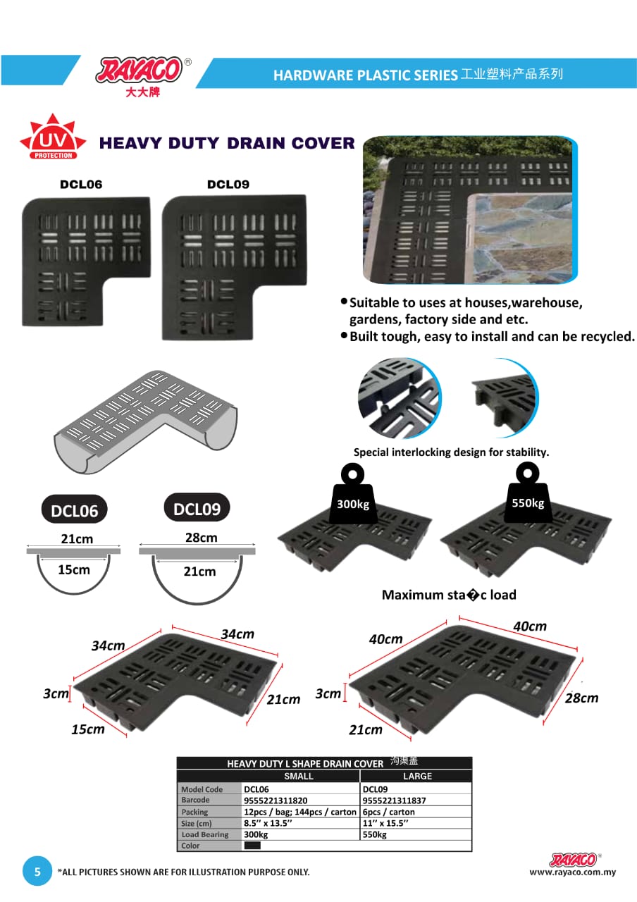 【L SHAPE 】RAYACO DRAIN COVER UV PROTECTION HEAVY DUTY PENUTUP LONGKANG ...
