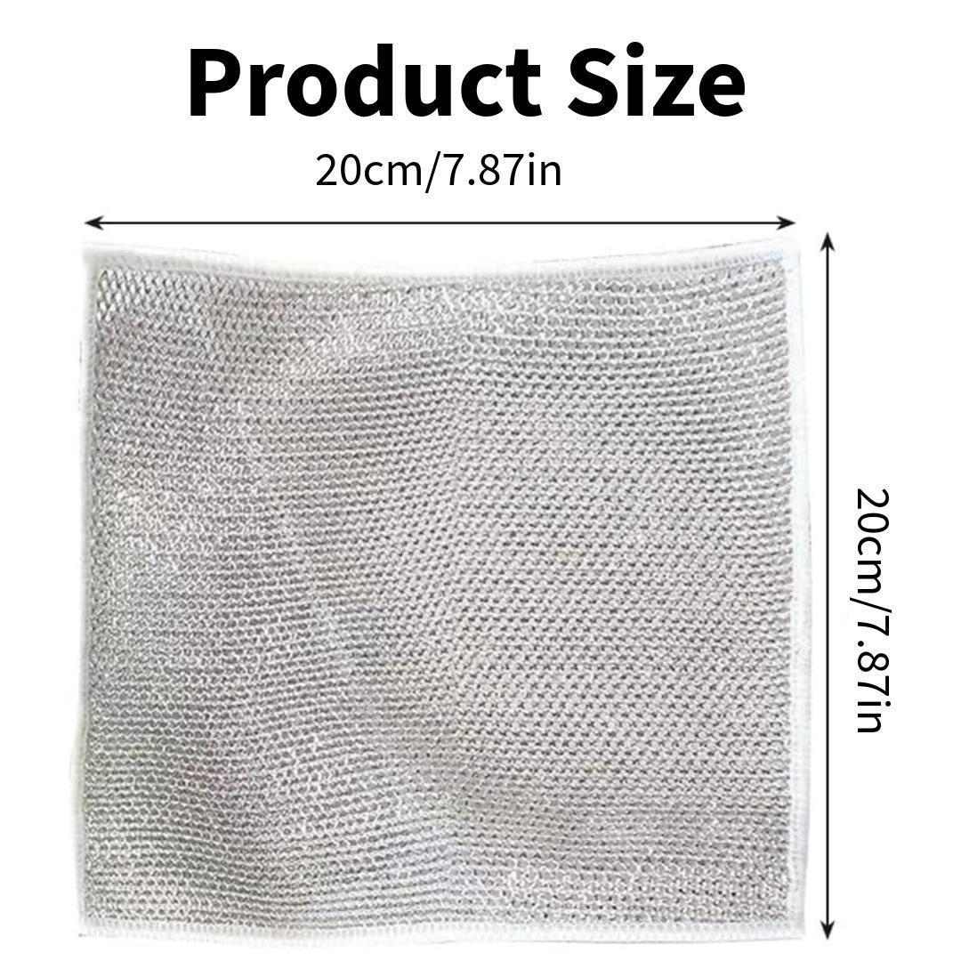 (10pcs) Kitchen Silver Wire Rags non-scratch cleaning cloth (20cmx20cm ...