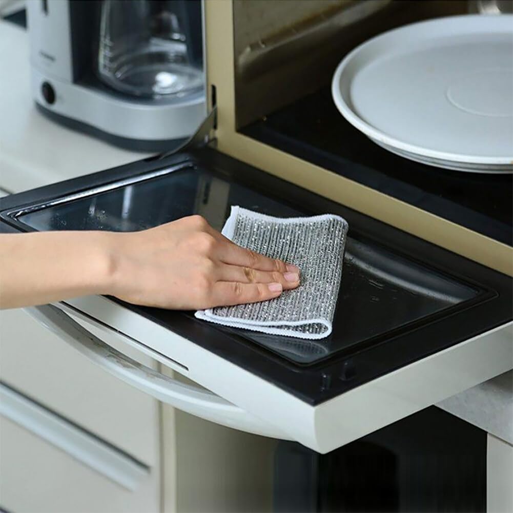 (10pcs) Kitchen Silver Wire Rags non-scratch cleaning cloth (20cmx20cm ...