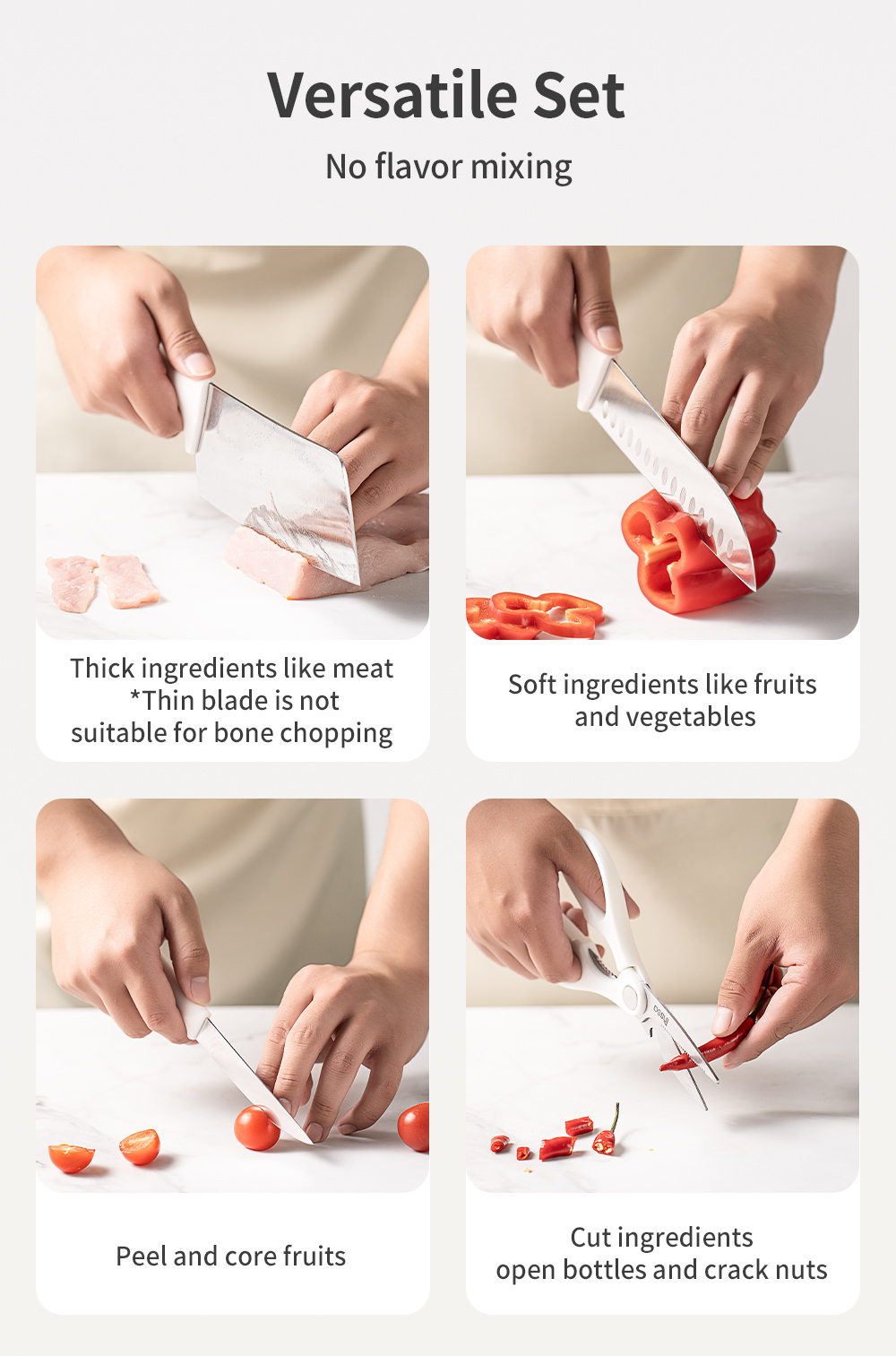 Simplus Knife Set | 5 Pieces Stainless Steel Blade | Knife Block ...