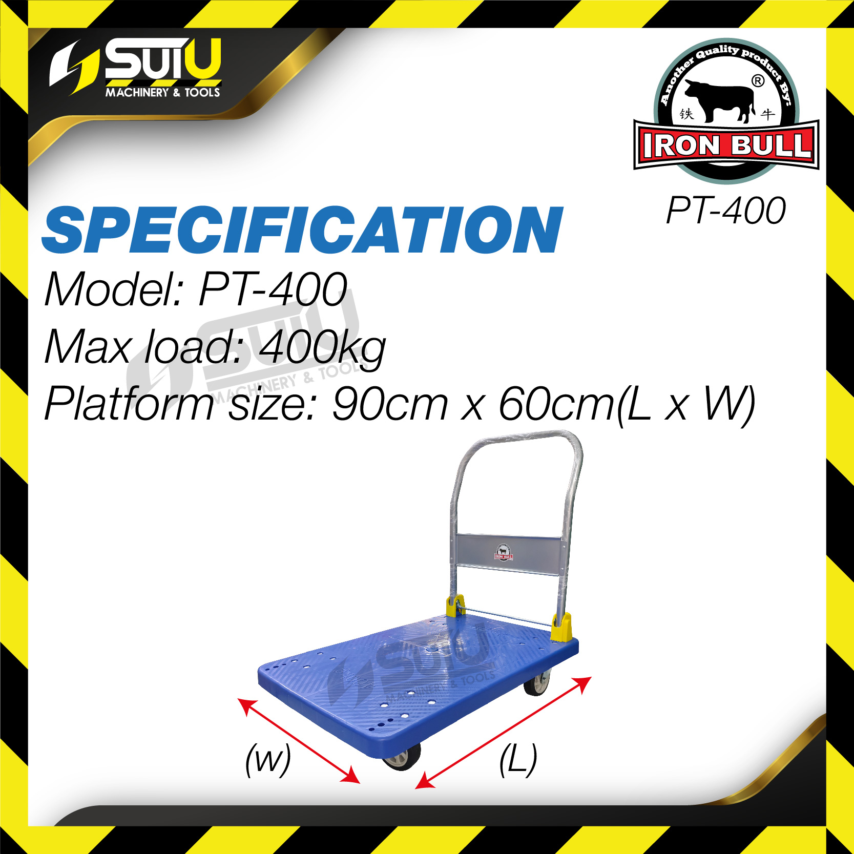 IRON BULL PT-400 / PT400 PVC Hand Truck Trolley 400Kg | Shopee Malaysia